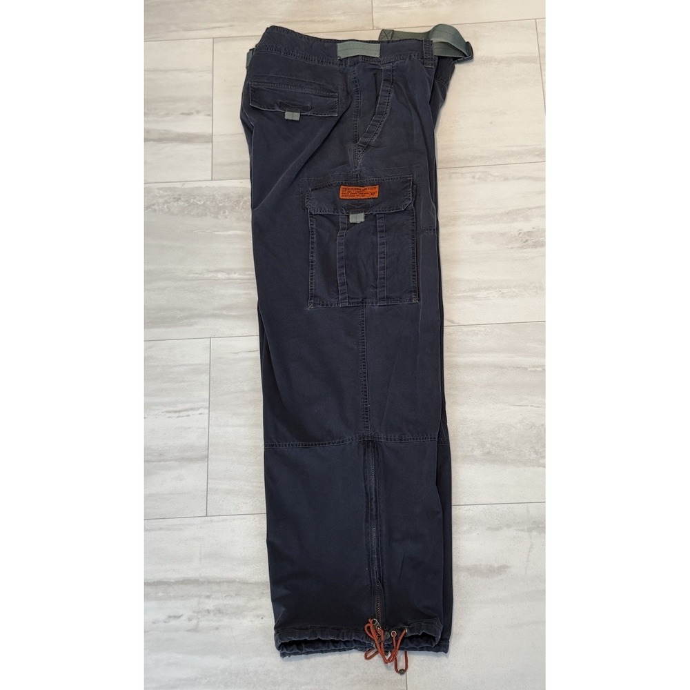 Vintage Y2K Abercrombie & Fitch Navy Blue Cargo Parachute Paratrooper Pants Sz L